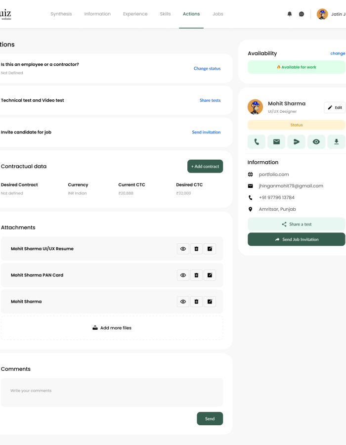 Quiz app – Actions